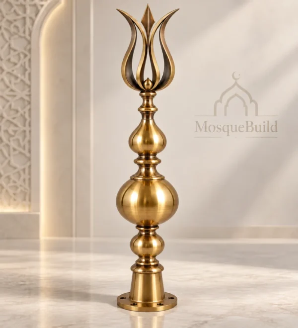 Mb Alm 02 03 Premium Gold Tulip Crown Finial | MosqueBuild custom mosque minaret or dome crescent finial