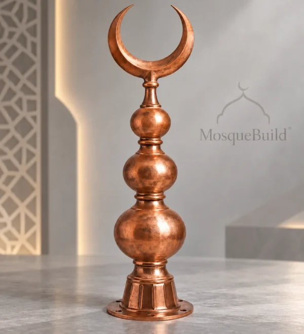 Mb Alm 02 04 Premium Copper Crescent Finial | MosqueBuild custom mosque minaret or dome crescent finial
