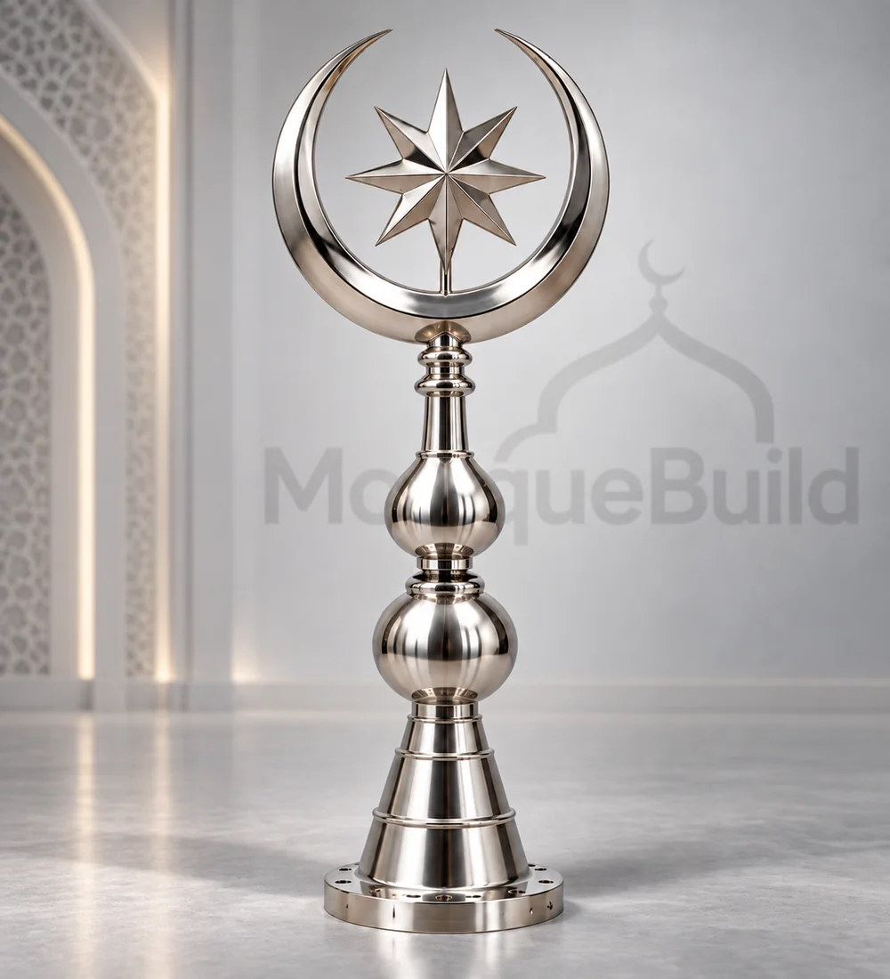 mosquebuild-mb-alm-02-05-premium-silver-star-crescent-finial Mb Alm 02 05 Premium Silver Star Crescent Finial | MosqueBuild custom mosque minaret or dome crescent finial