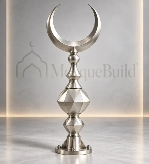 Mb Alm 02 09 Premium Faceted Steel Crescent Finial | MosqueBuild custom decorative mosque crescent finial