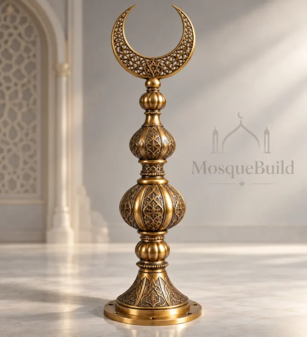 Mb Alm 02 10 Premium Heritage Gold Arabesque Finial | MosqueBuild custom decorative mosque crescent finial