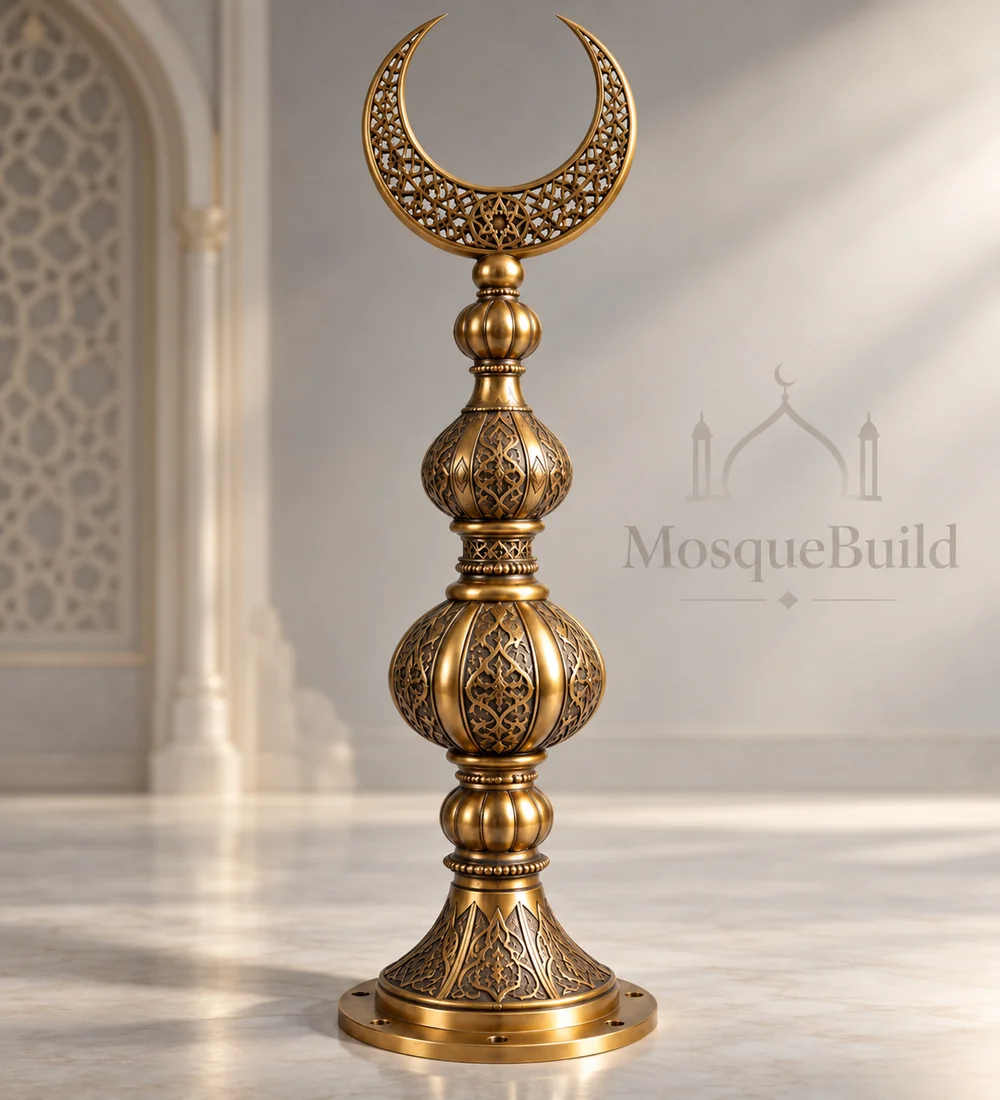 mosquebuild-mb-alm-02-10-premium-heritage-gold-arabesque-finial Mb Alm 02 10 Premium Heritage Gold Arabesque Finial | MosqueBuild custom decorative mosque crescent finial