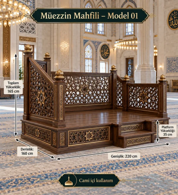 Wooden Mosque Muezzin Platform Model 01 | MosqueBuild custom wooden muezzin platform