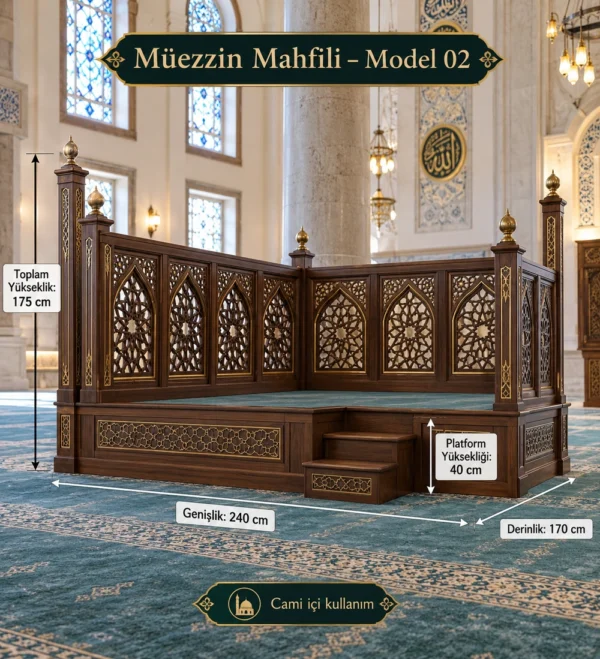 Wooden Mosque Muezzin Platform Model 02 | MosqueBuild custom wooden muezzin platform