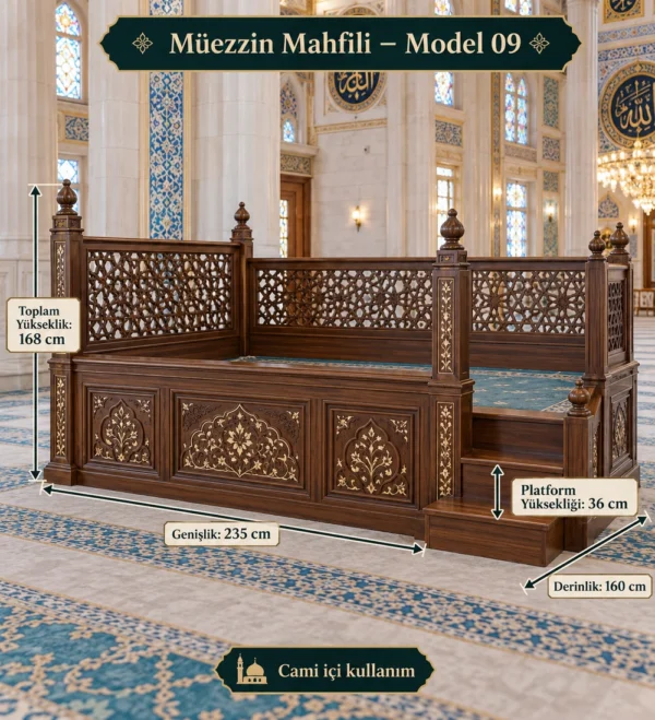 Wooden Mosque Muezzin Platform Model 09 | MosqueBuild custom wooden muezzin platform