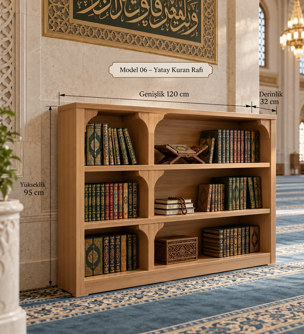 wooden-mosque-quran-bookshelf-model-06 Wooden Mosque Quran Bookshelf Model 06 | MosqueBuild custom wooden Quran bookshelf for mosque interiors
