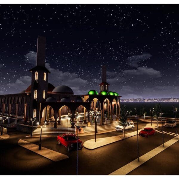 Vue de détail 5 pour le projet de mosquée : Projet de conception de mosquée – de style Scarlatina – capacité de 500 personnes – 054