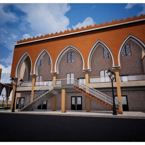 Vue de détail 7 pour le projet de mosquée : Projet de conception de mosquée – de style Scarlatina – capacité de 500 personnes – 054