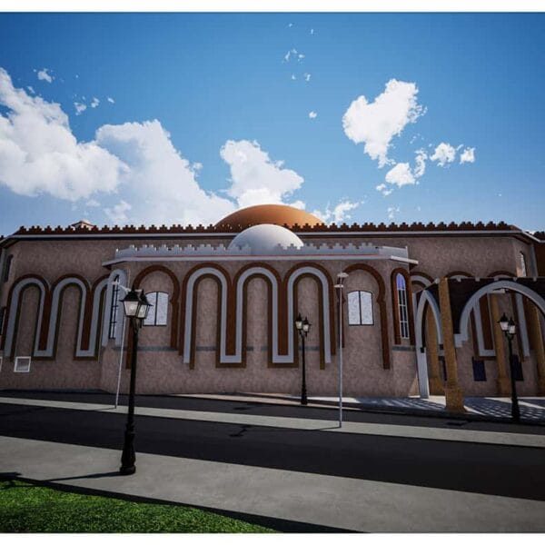 Vue de détail 1 pour le projet de mosquée : Projet de conception de mosquée – de style Scarlatina – capacité de 500 personnes – 054