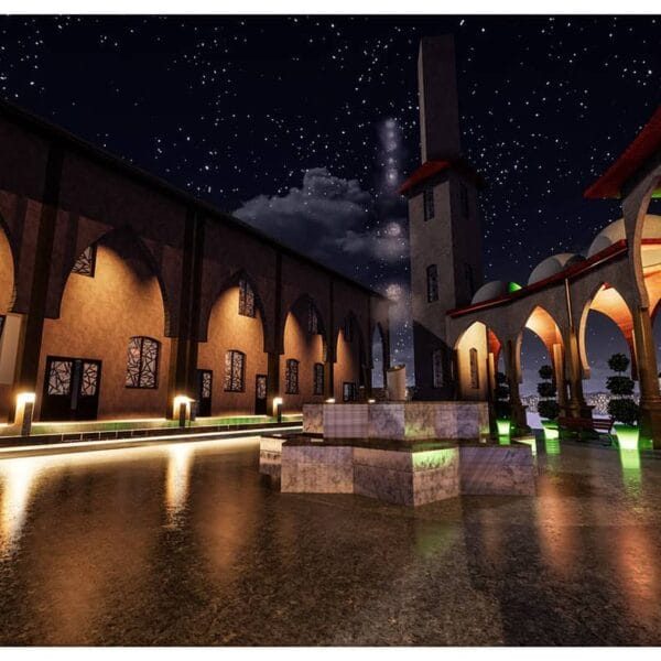 Vue de détail 2 pour le projet de mosquée : Projet de conception de mosquée – de style Scarlatina – capacité de 500 personnes – 054