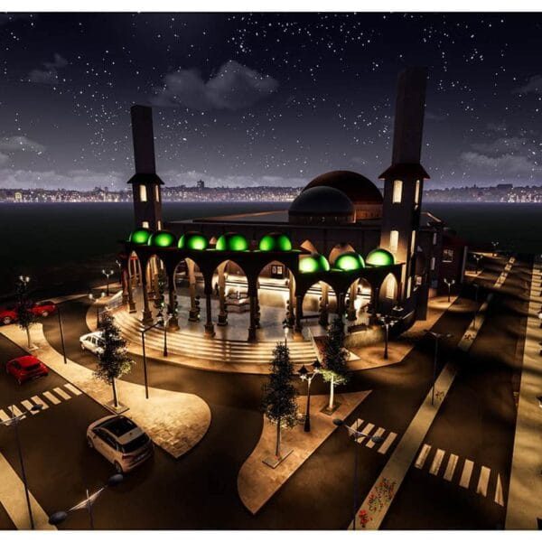 Vue de détail 3 pour le projet de mosquée : Projet de conception de mosquée – de style Scarlatina – capacité de 500 personnes – 054