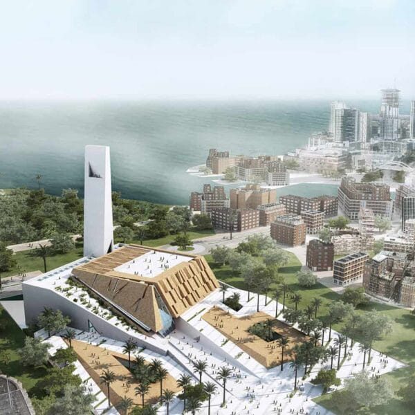 Projet de conception de mosquée – pyramidal – capacité de 400 personnes – 052 – Vue détaillée 2