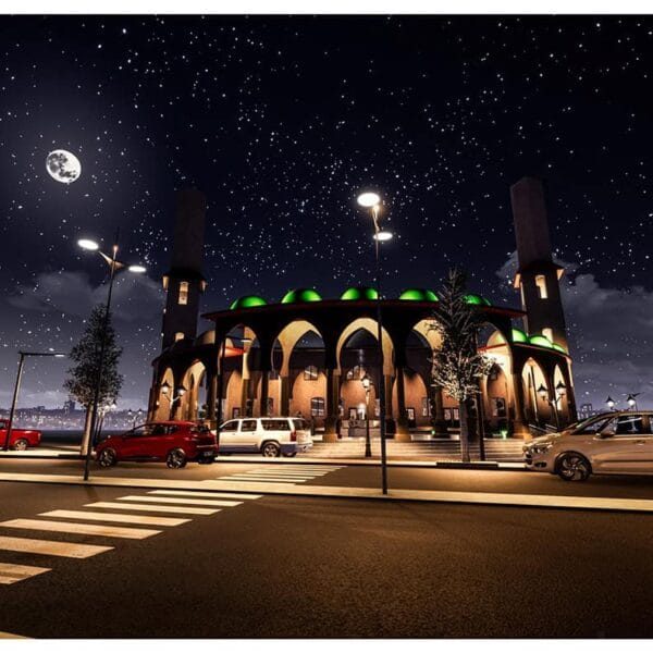 Vue de détail 9 pour le projet de mosquée : Projet de conception de mosquée – de style Scarlatina – capacité de 500 personnes – 054