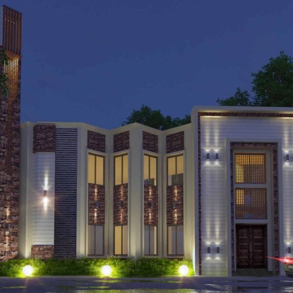 مشروع تصميم مسجد – بنقش حجري – سعة 300 شخص – 023 – عرض تفصيلي 2
