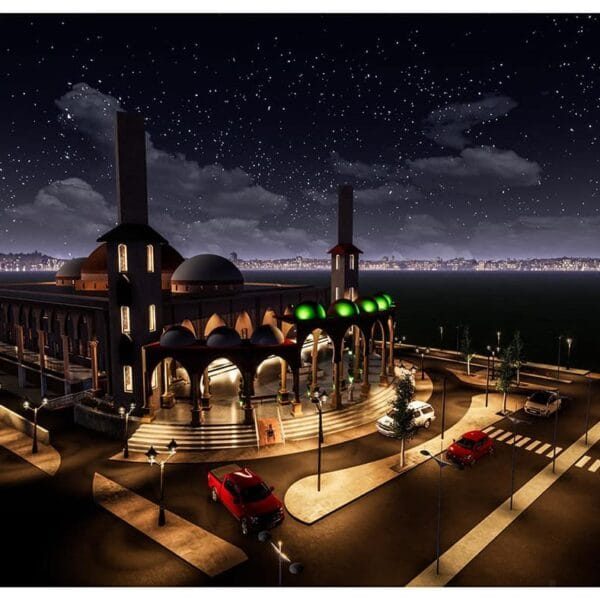Vue de détail 11 pour le projet de mosquée : Projet de conception de mosquée – de style Scarlatina – capacité de 500 personnes – 054