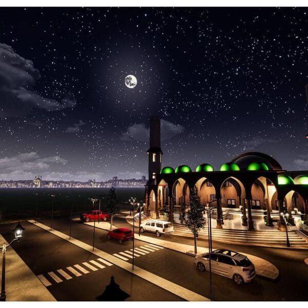 Vue de détail 12 pour le projet de mosquée : Projet de conception de mosquée – de style Scarlatina – capacité de 500 personnes – 054