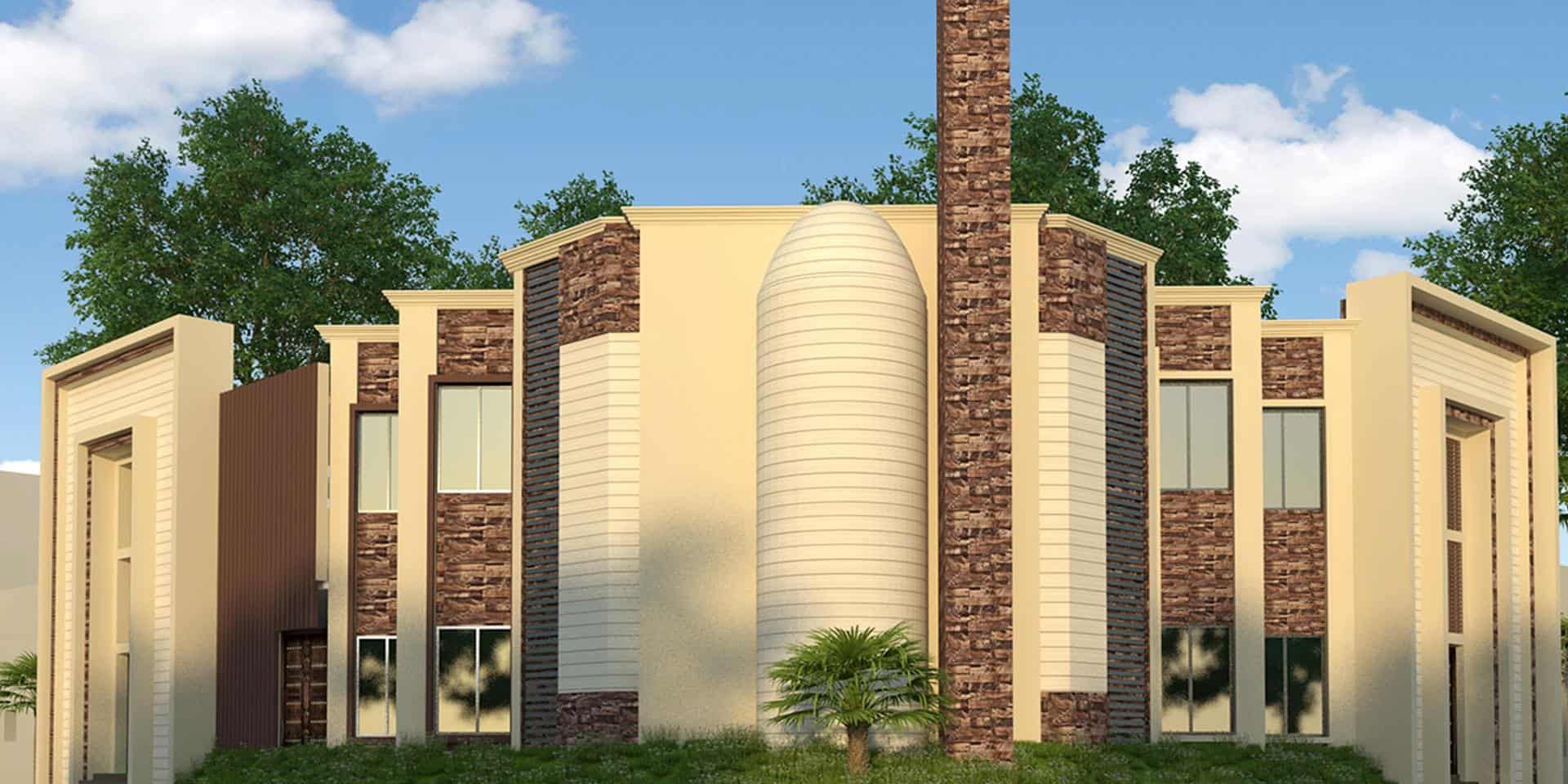 Stone Pattern Mosque Design Project (300 People Capacity) - 023 | MosqueBuild مشروع تصميم مسجد – سعة 300 شخص
