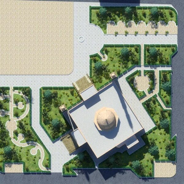 Toprak Renkli Cami Tasarım Projesi – 200 Kişilik – 059 – Detay Görünümü 2