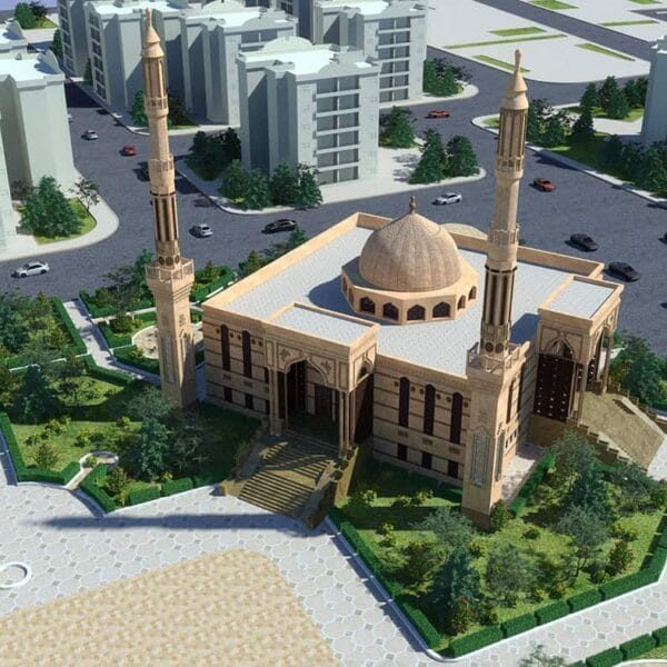 Toprak Renkli Cami Tasarım Projesi – 200 Kişilik – 059 – Detay Görünümü 4