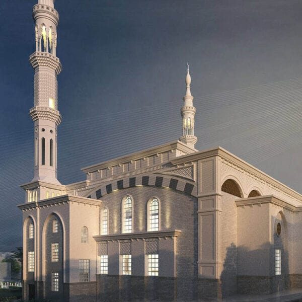 Projet de conception de mosquée – à arcs – capacité de 200 personnes – 055 – Vue détaillée 2