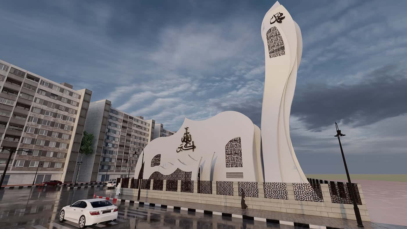 Projet de conception de mosquée – à forme architecturale – capacité de 200 personnes – 066 | MosqueBuild Projet de conception de mosquée – capacité 200 personnes