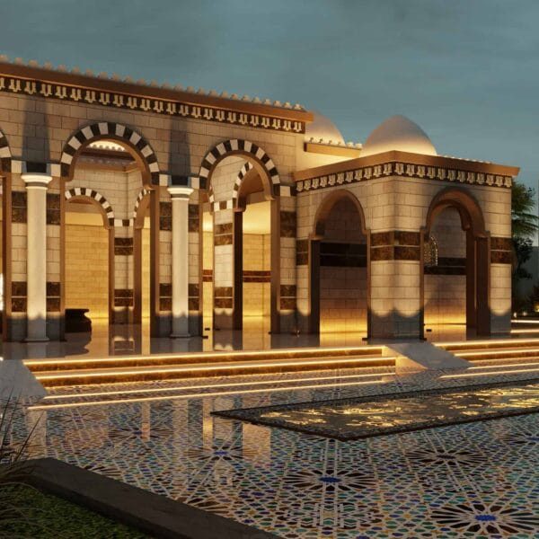 Projet de conception de mosquée – illuminé – capacité de 500 personnes – 065 – Vue détaillée 1