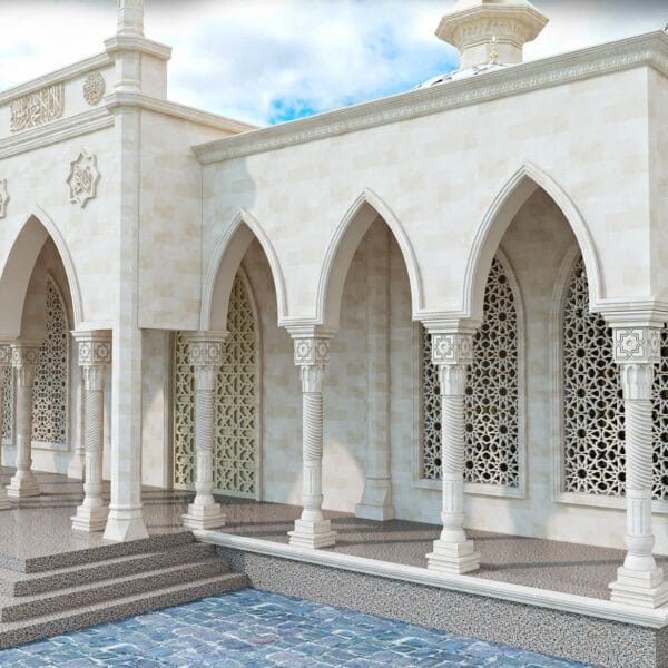 Beyaz Mermer Cami Tasarım Projesi – 200 Kişilik – 063 – Detay Görünümü 2