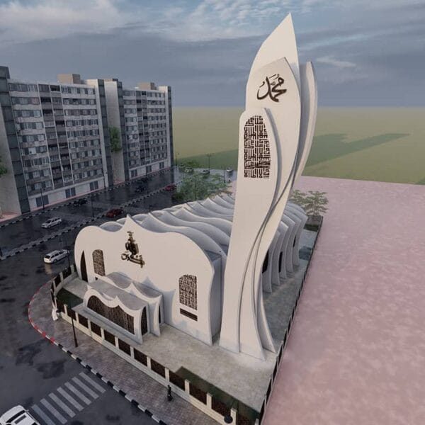 Projet de conception de mosquée – à forme architecturale – capacité de 200 personnes – 066 – Vue détaillée 3