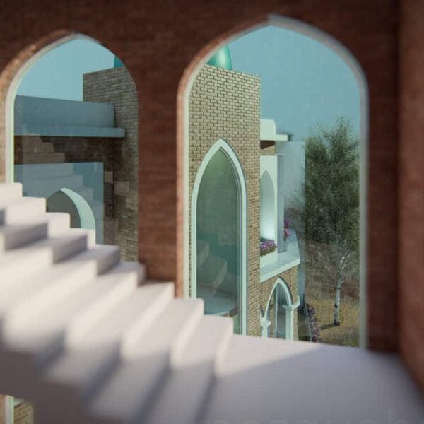 مشروع تصميم مسجد – من الطوب الأحمر – سعة 400 شخص – 069 – عرض تفصيلي 6