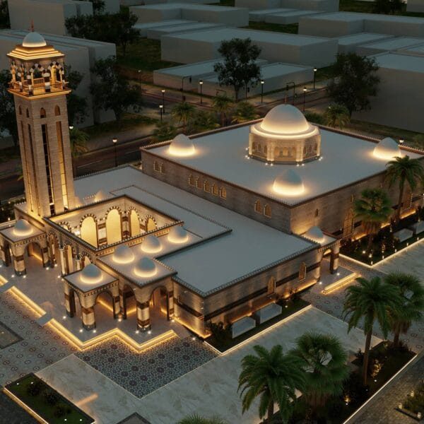 Projet de conception de mosquée – illuminé – capacité de 500 personnes – 065 – Vue détaillée 4