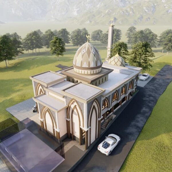 Projet de conception de mosquée – pour une mosquée de village – capacité de 100 personnes – 071 – Vue détaillée 2
