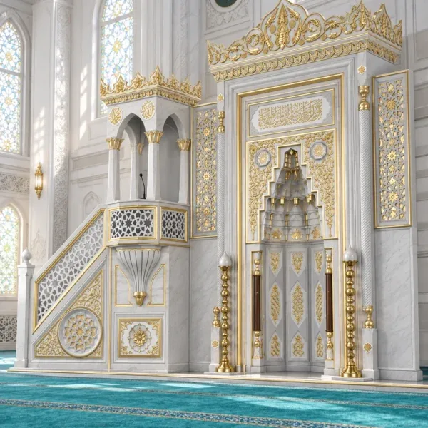 Marble mosque mihrab set perspective