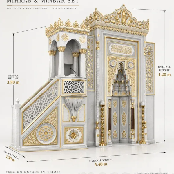 Marble mosque mihrab set measured perspective