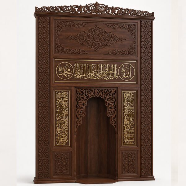 Wooden Mosque Mihrab and Minbar Set – WA-03 – custom wooden mosque mihrab
