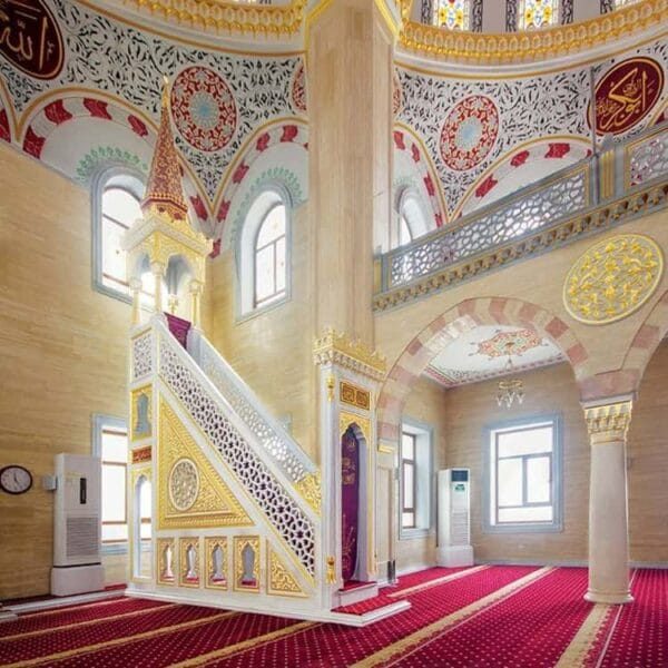 Gilded Traditional Marble Mosque Minbar