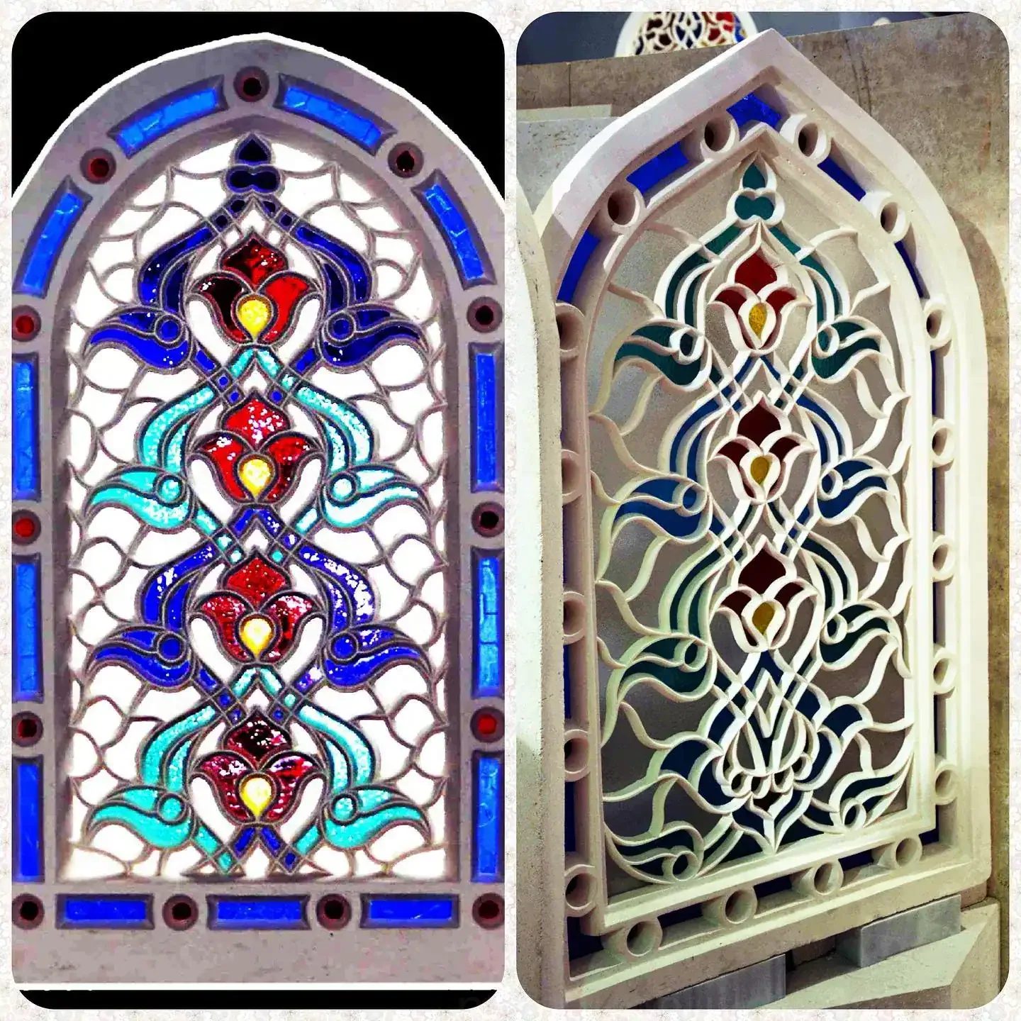 Custom Stained Glass Mosque Window – SGW-06 | MosqueBuild Vitrail de mosquée sur mesure – modèle SGW-06