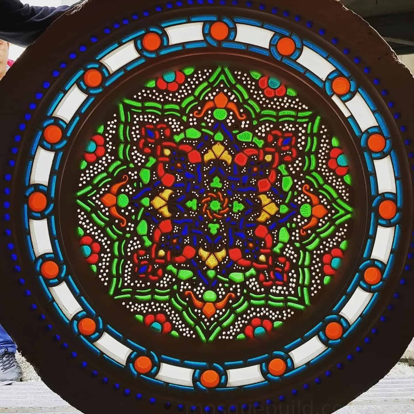 Custom Stained Glass Mosque Window – SGW-19 | MosqueBuild Vitrail de mosquée sur mesure – modèle SGW-19