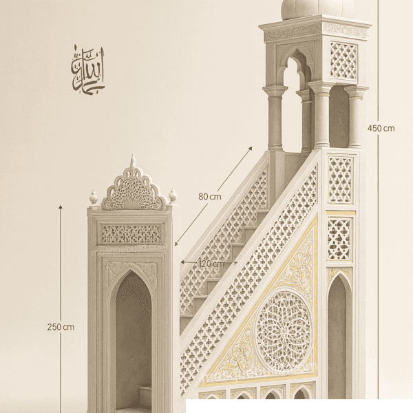 Gilded Traditional Marble Mosque Minbar – detail view 2