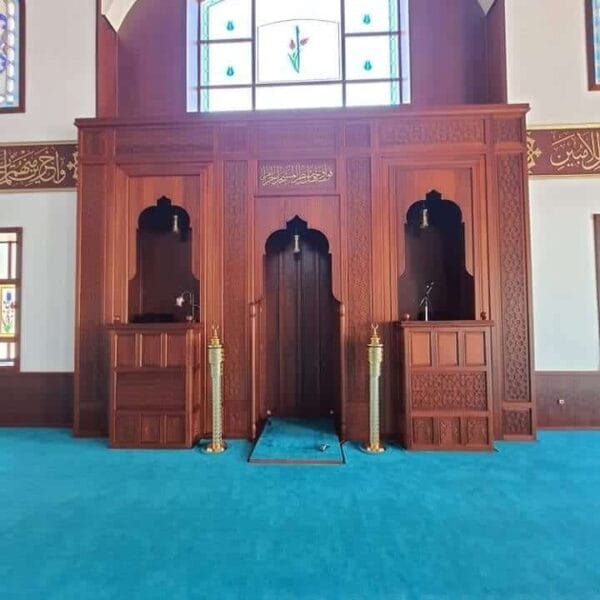 Wooden Mosque Mihrab and Minbar and Dais Set – WP-06 – custom wooden mosque mihrab