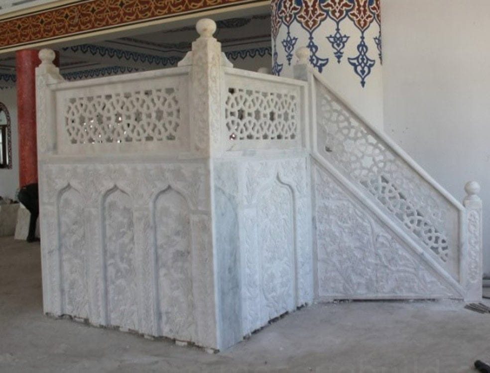 Marble Mosque Muezzin Platform – MMP-17 | MosqueBuild Mermer Müezzin Mahfili – Model MMP-17