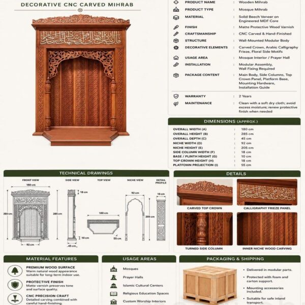 Mihrab für privaten Gebetsraum – Modell WA-08 – Detailansicht 5