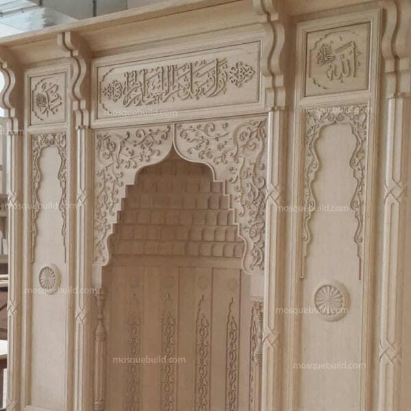Wooden Mosque Mihrab – Model WMH-0001 – wooden mosque mihrab detail view 5