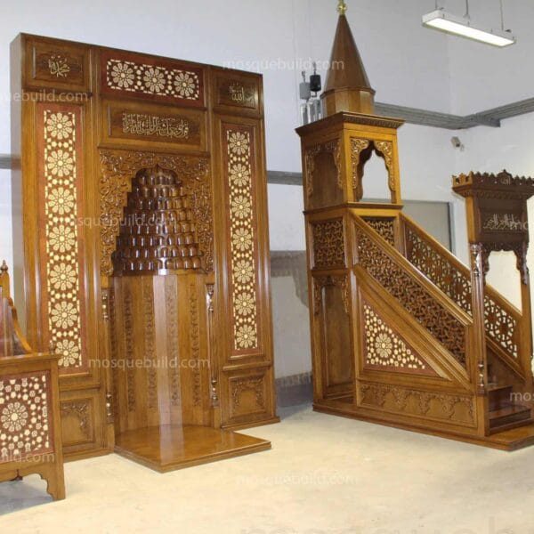 Wooden Mosque Mihrab – Model WMH-0001 – wooden mosque mihrab detail view 2