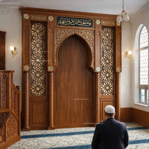 Panel Wooden Mosque Mihrab – wooden mosque mihrab detail view 1