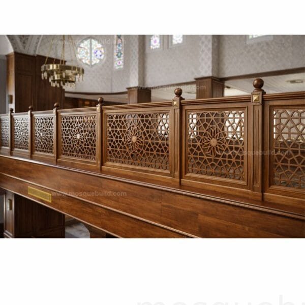 Custom Wooden Mosque Wall Cladding – Model MWC-0001 – wooden mosque mihrab detail view 2