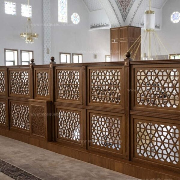 Custom Wooden Mosque Wall Cladding – Model MWC-0001 – wooden mosque mihrab detail view 3