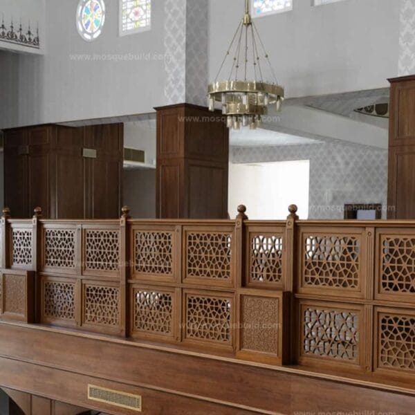 Custom Wooden Mosque Wall Cladding – Model MWC-0001 – wooden mosque mihrab detail view 4