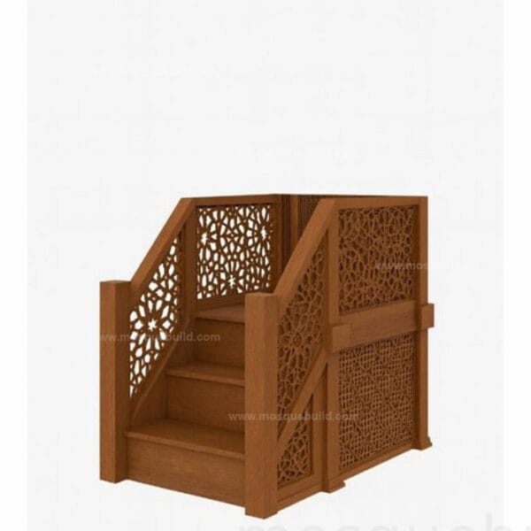 Compact Wooden Mosque Minbar – Model WMN-0010