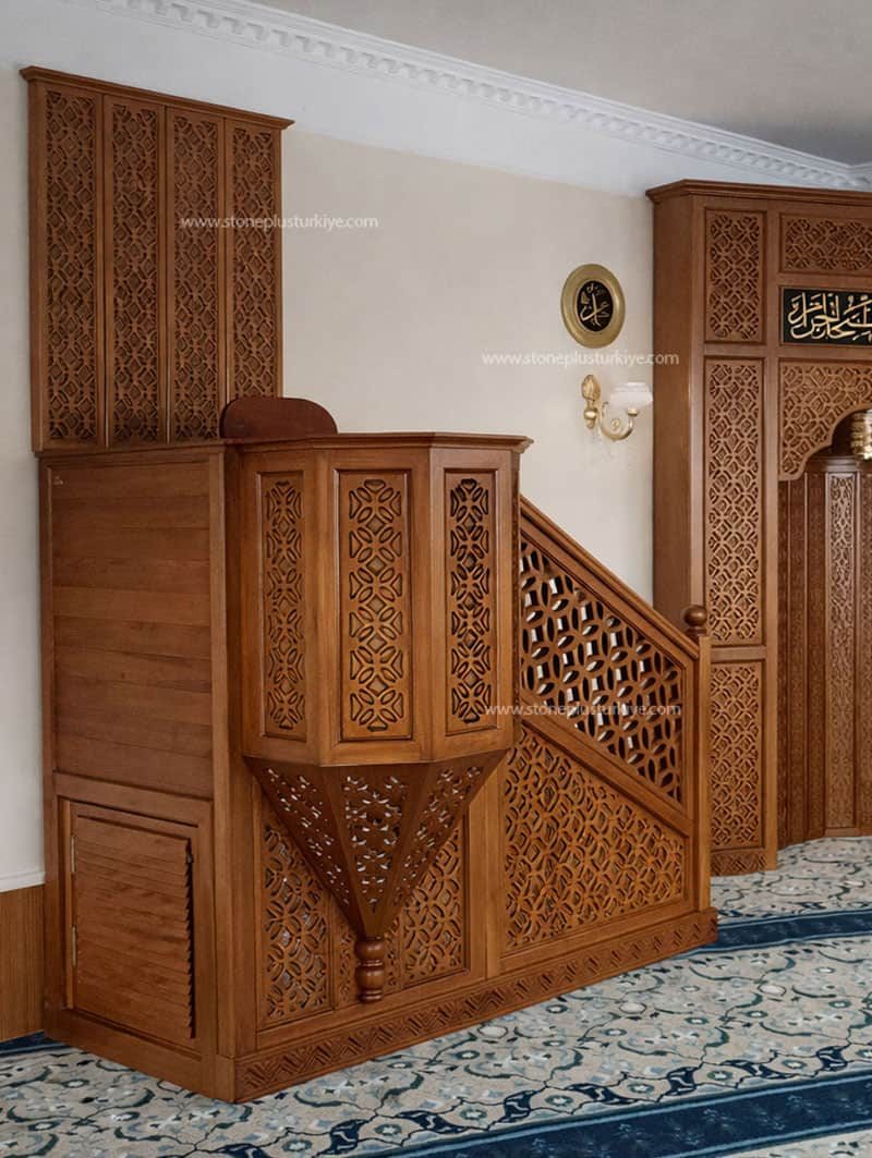Wooden Mosque Mihrab – Model WMH-0021 | MosqueBuild Holz-Mihrab für Moscheen – Modell WMH-0021