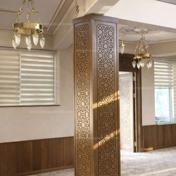 Custom Wooden Mosque Wall Cladding – Model MWC-0001 – wooden mosque mihrab detail view 5